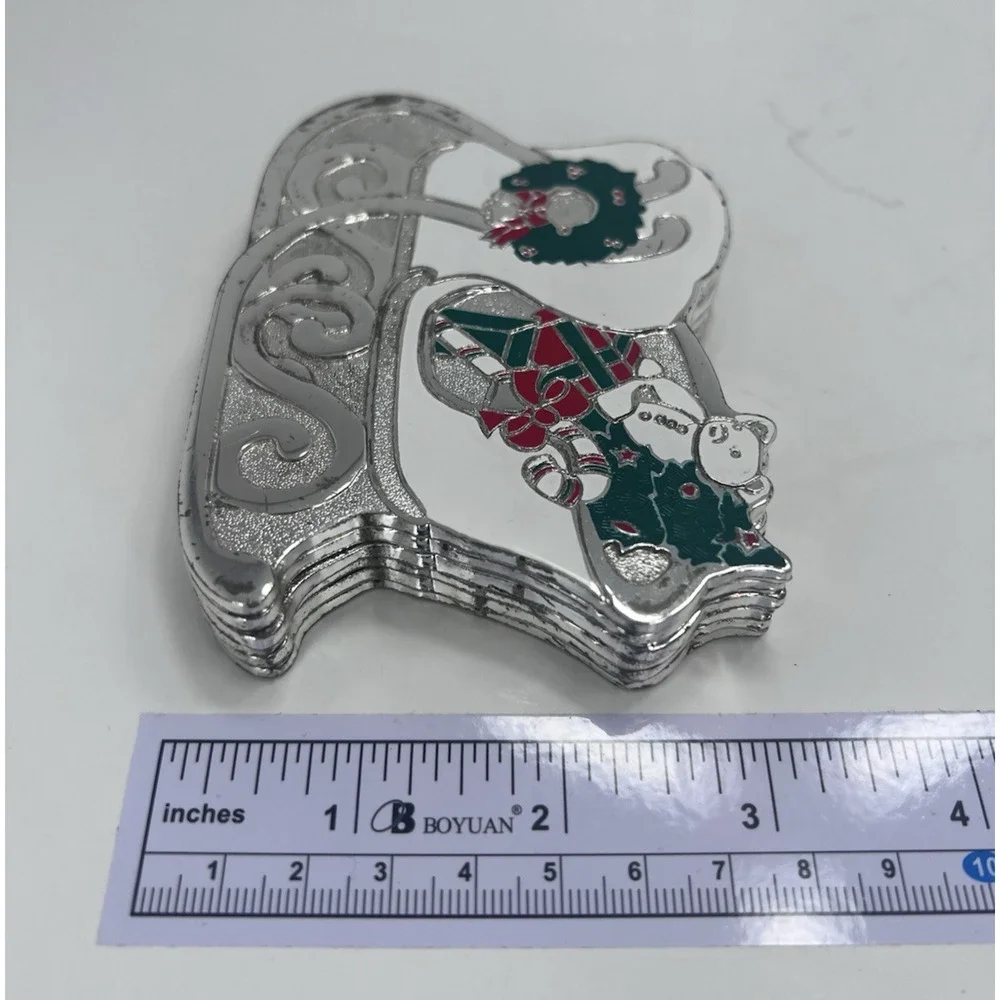 Wm. A. Rogers Vintage Christmas Sleigh Coasters Set of 6 Silverplate Felt Back